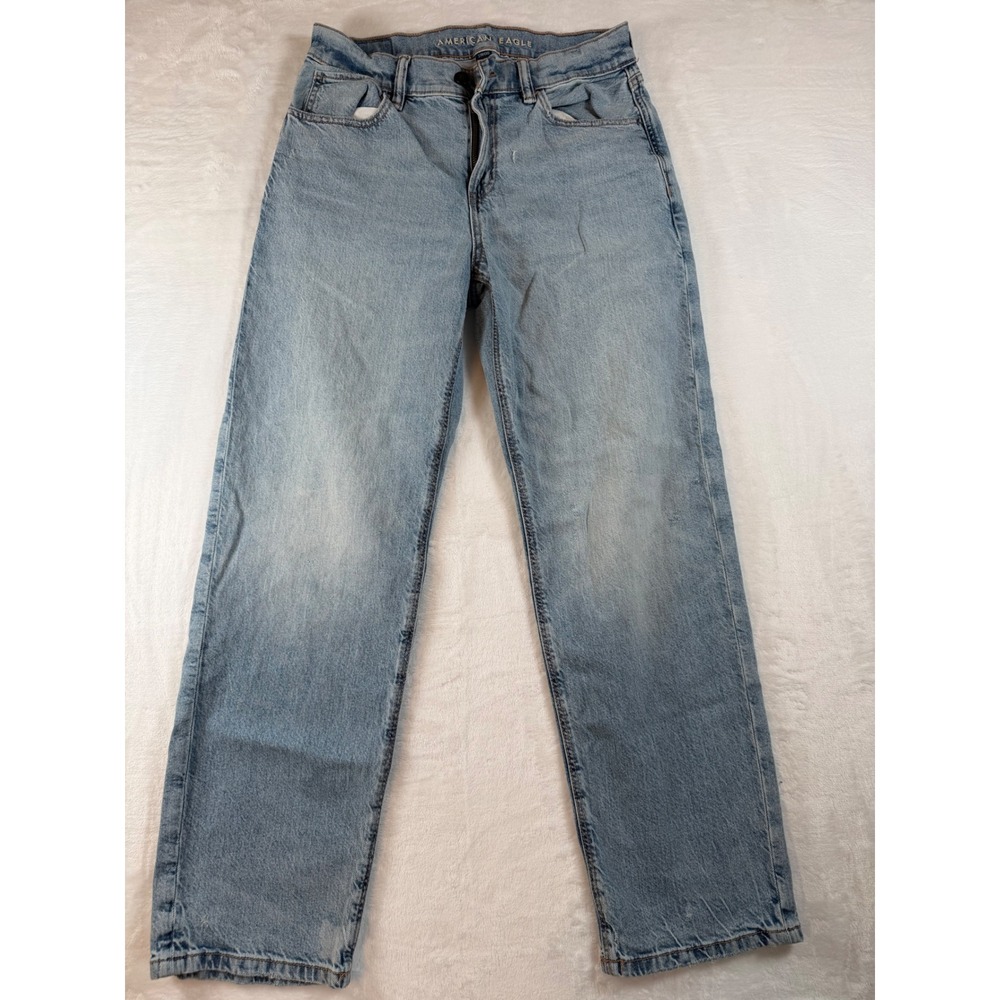 American Eagle Strigid Straight Leg Jeans Light Wash Denim Womens Size 2 Regular